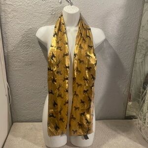 Elegant Gold Scarf with Horse Motif